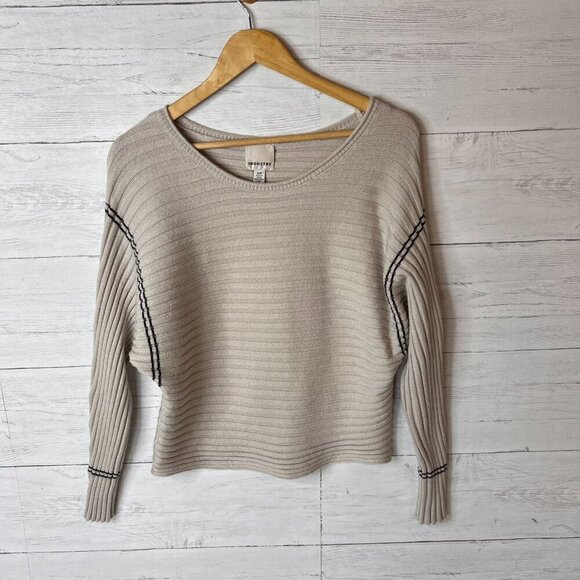Industry Republic Clothing Sweater Womens Size S/P Taupe Black Ottoman Rib Knit - Picture 4 of 16